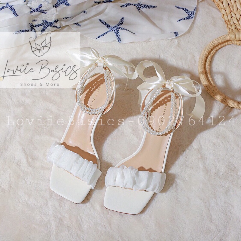 GUỐC NHÚNG LOVIIE BASICS - SANDAL NỮ QUAI NGANG NHÚM BÈO KHÓA NGỌC - GIÀY THỜI TRANG MŨI VUÔNG G220722