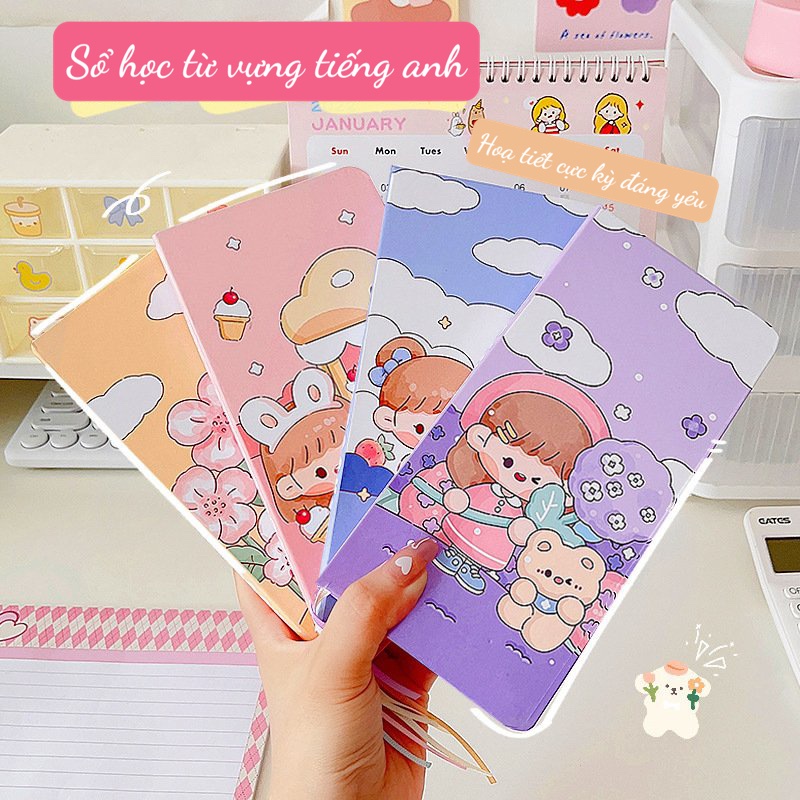 Sổ ghi chép công việc giấy caro bìa cứng in hình cực kỳ đáng yêu