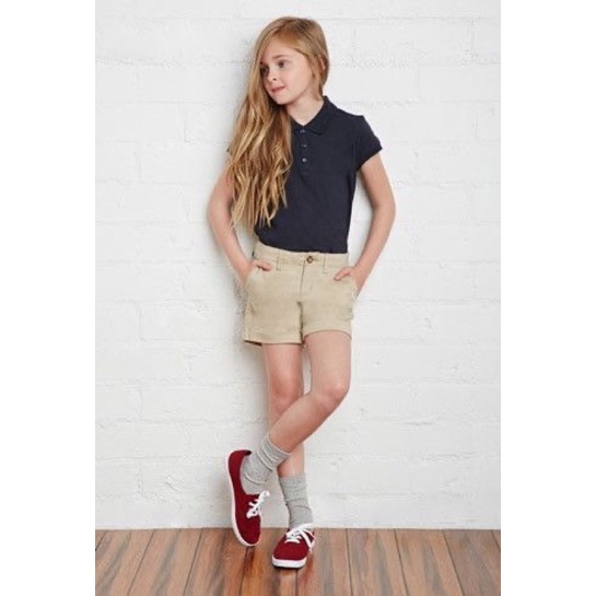 Áo Hè Polo Bé Gái Basic Cotton Dày