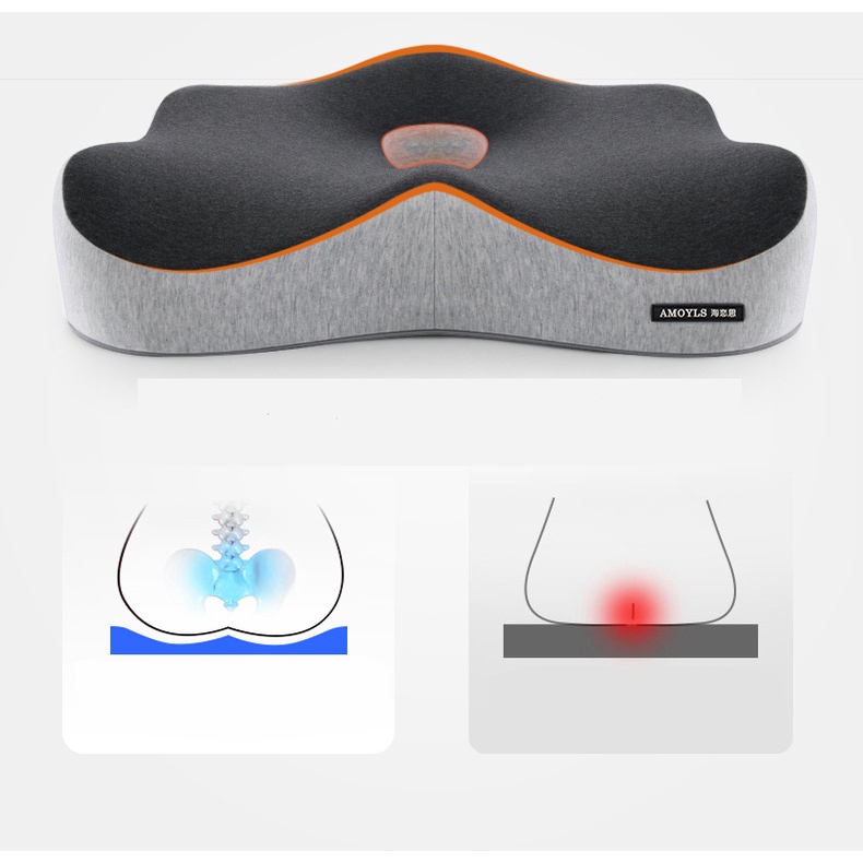 Đệm Lót Ghế Ngồi Văn Phòng Cao Su Non, Nệm Mông Memory Foam Thoáng Khí Ô Tô, Người Bị Trĩ, Xương Cụt, Ê Mỏi Mông DLM12