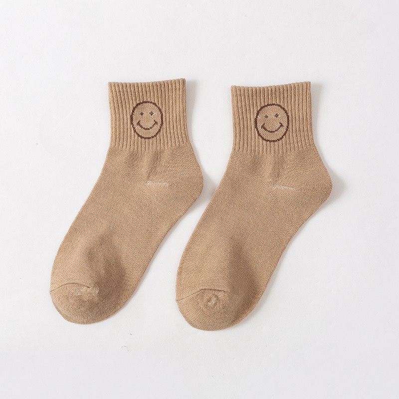 Tất Cổ Cao Vớ Cổ Cao Nam Nữ Mặt Cười Dễ Thương Vải Cotton Co Giãn Thời Trang - Hazo
