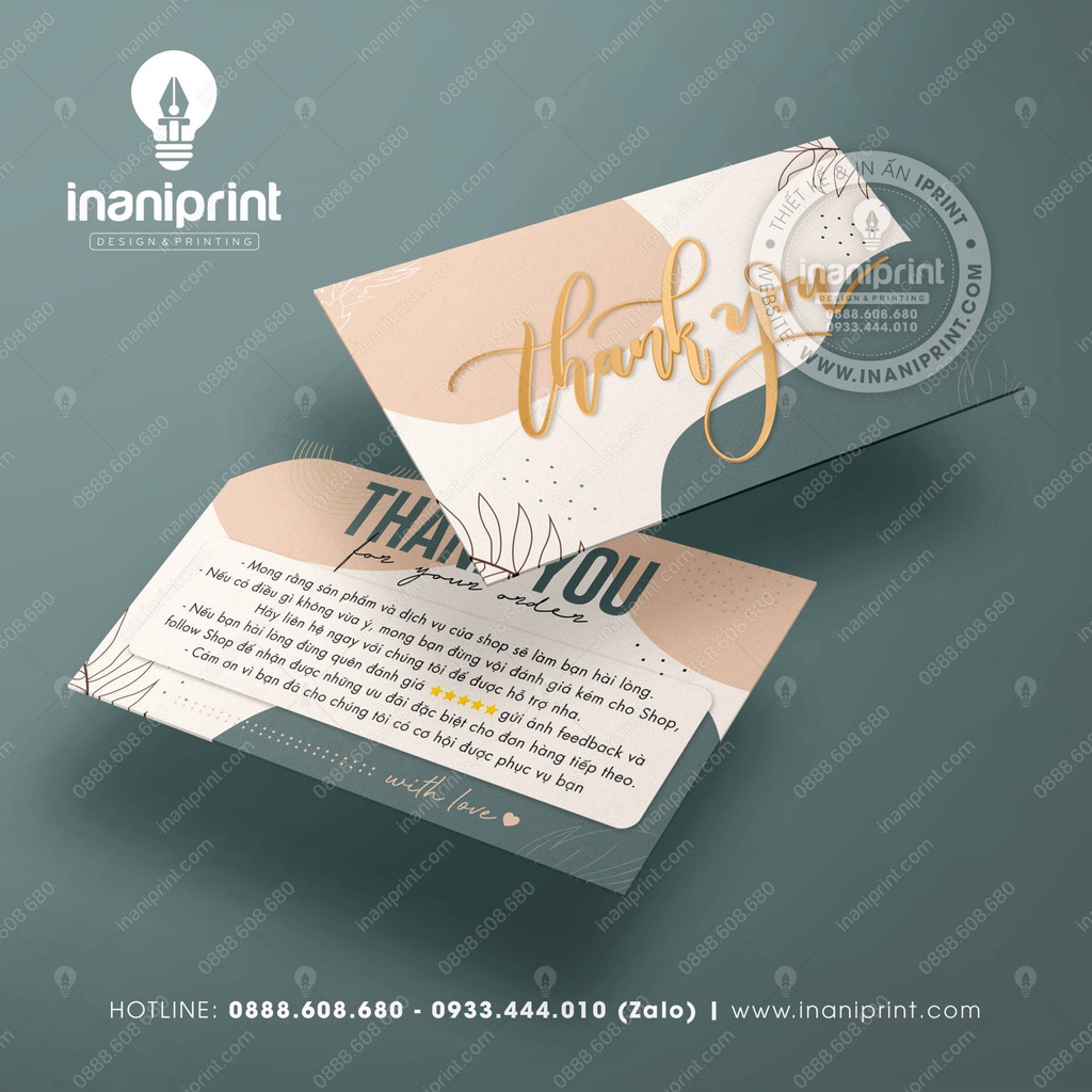 Card cám ơn, Giấy cám ơn khách hàng, Phiếu thank you card giá rẻ - MS : 002
