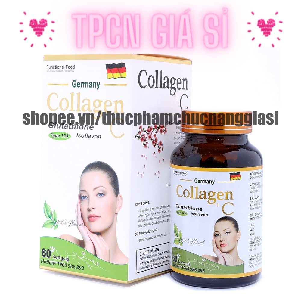 [ Mẫu mới ] Viên uống COLLAGEN +C hỗ trợ làm đẹp da, sáng da, trắng sáng da - Hộp 60 viên dùng trong 30 ngày