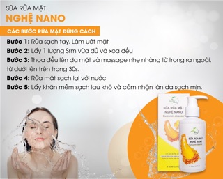 Sữa rửa mặt Nghệ Nano siêu sạch mịn da