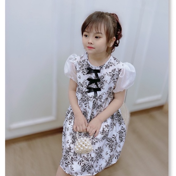 Váy đầm 2 dây công chúa tơ óng cho bé gái 8-20kg