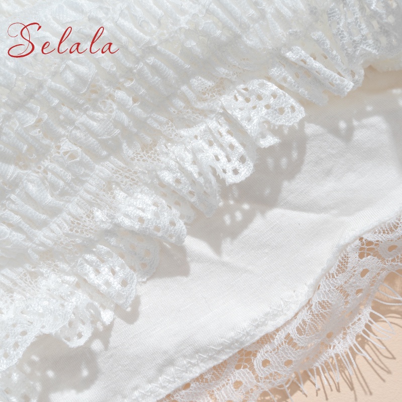 Áo Bra 2 Dây Selala Croptop Viền Ren Hoa Thoáng Mát, Mềm Mịn 2S12