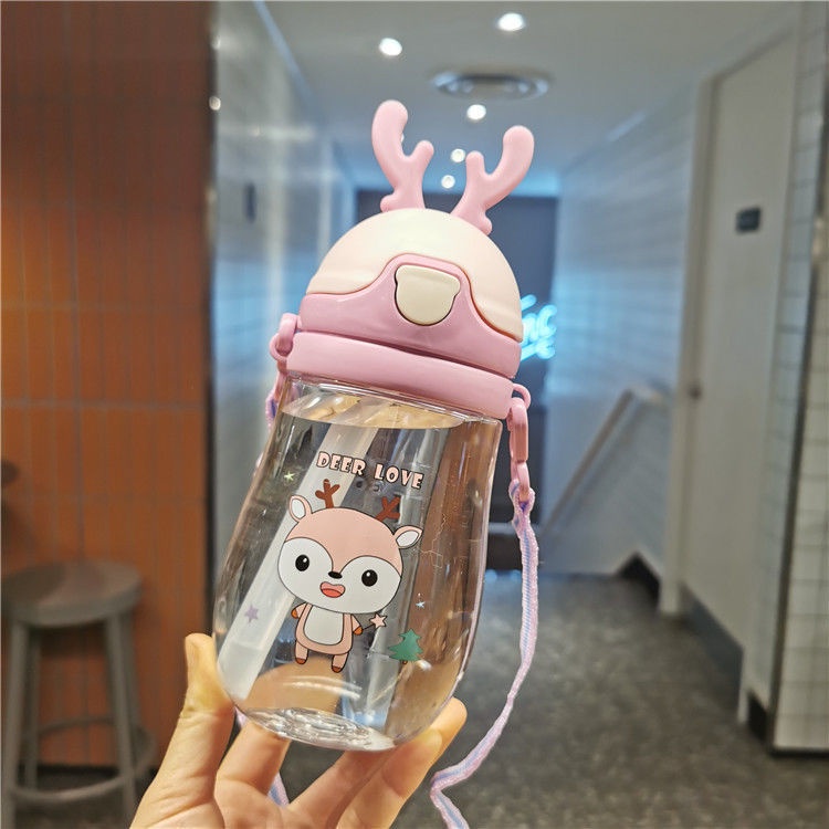 Bình Nước, Bình Tập Uống Nước Cho Bé Hình Con Hưu Bình Nước Cho Bé Có Ống Hút Và Dây Đeo Đi Học BN05