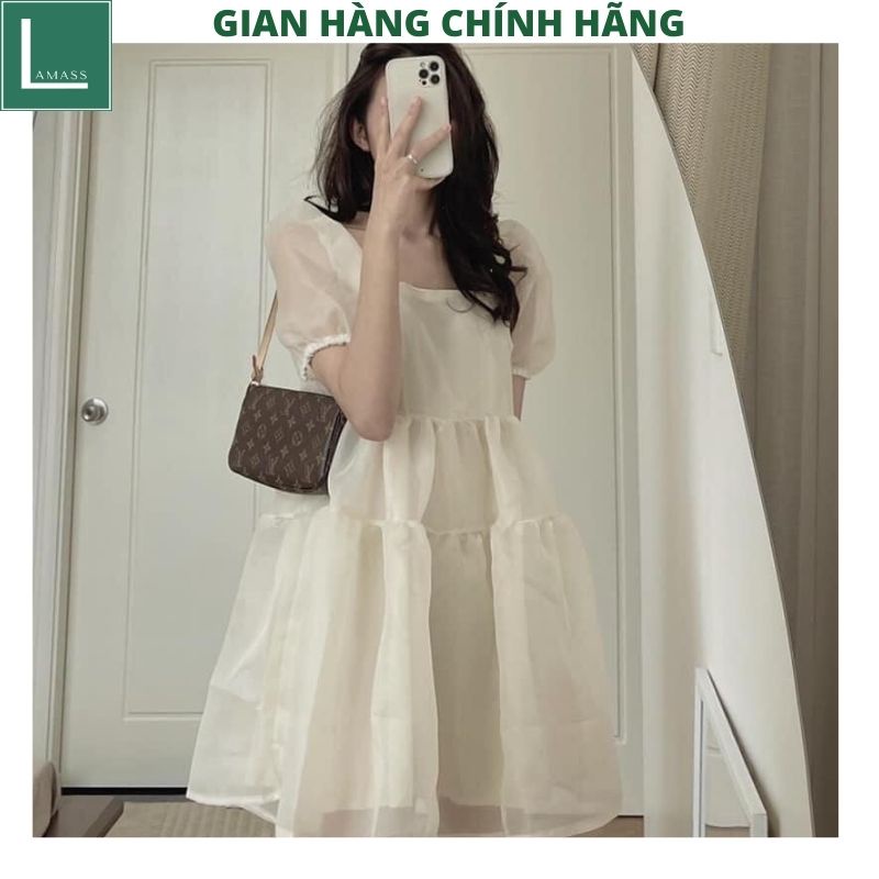 Đầm nữ babydoll voan 2 lớp tiểu thư bánh bèo dễ thương V-01 -LAMASS