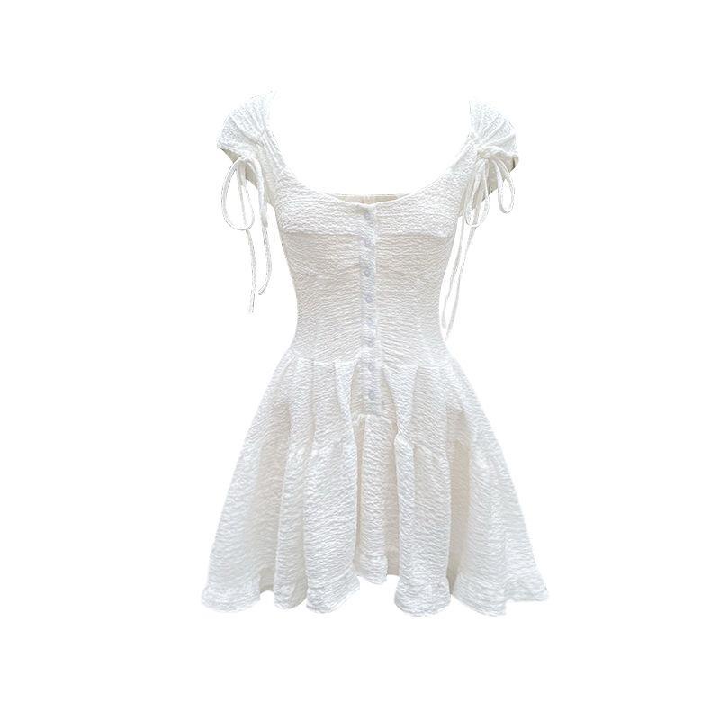 Đầm Dáng Chữ a Cổ Vuông Thiết Kế Cột Dây Phong Cách Mới Mùa Hè 2022