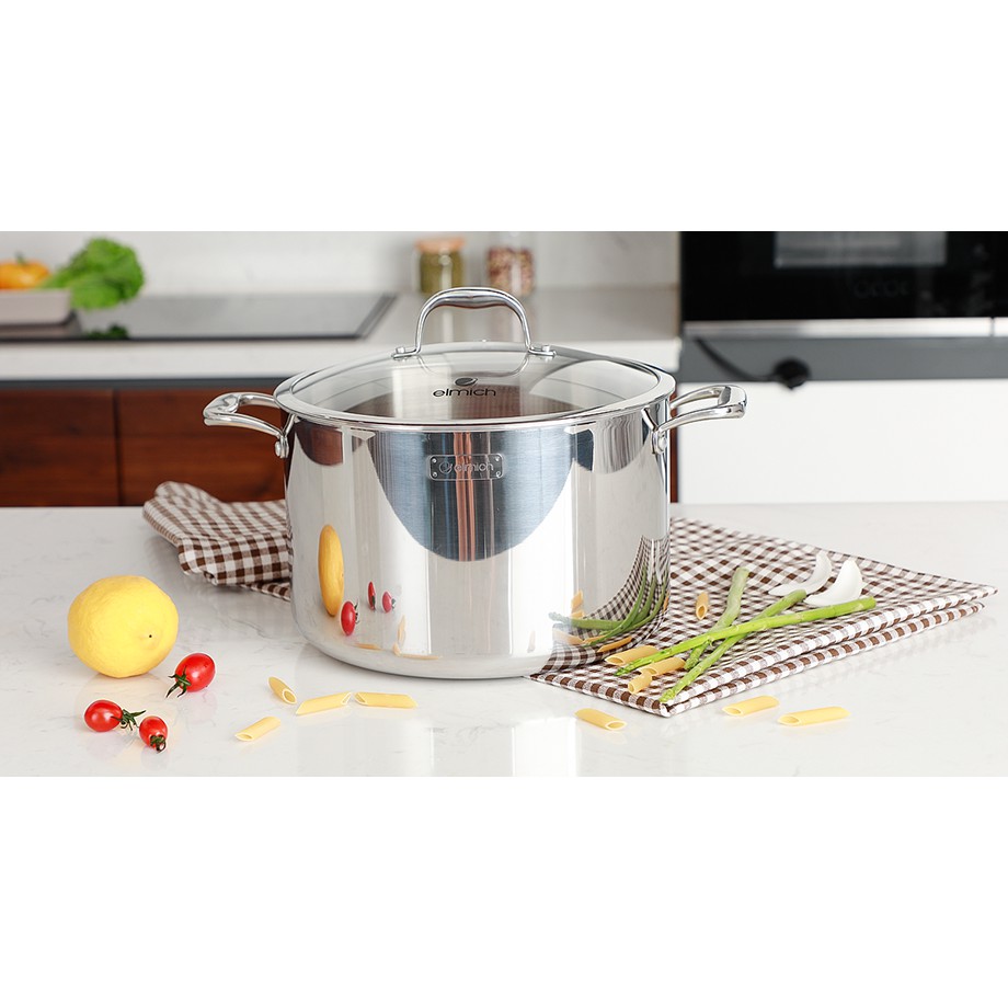 Nồi Inox 3 Lớp 24cm Cao Cấp Đáy Liền Emich Tri-Max XS EL-3748 Size 24cm - Hàng Chính Hãng, Bảo Hành 36 Tháng