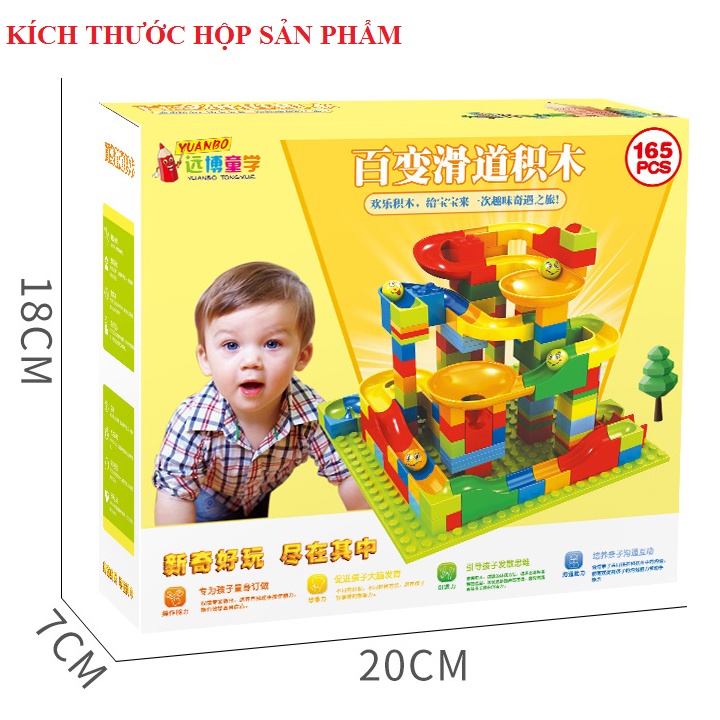 Mô hình tháp lăn bi gồm 165 chi tiết / 61 chi tiết đồ chơi trẻ em bằng nhựa cao cấp