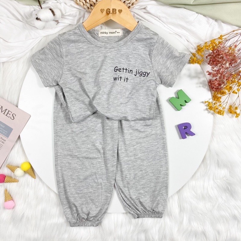 Bộ Dài Tay THUN LẠNH MINKY MOM áo cộc quần dài (alibaba), Bộ quần áo dài tay cho bé trai bé gái từ 5-18kg
