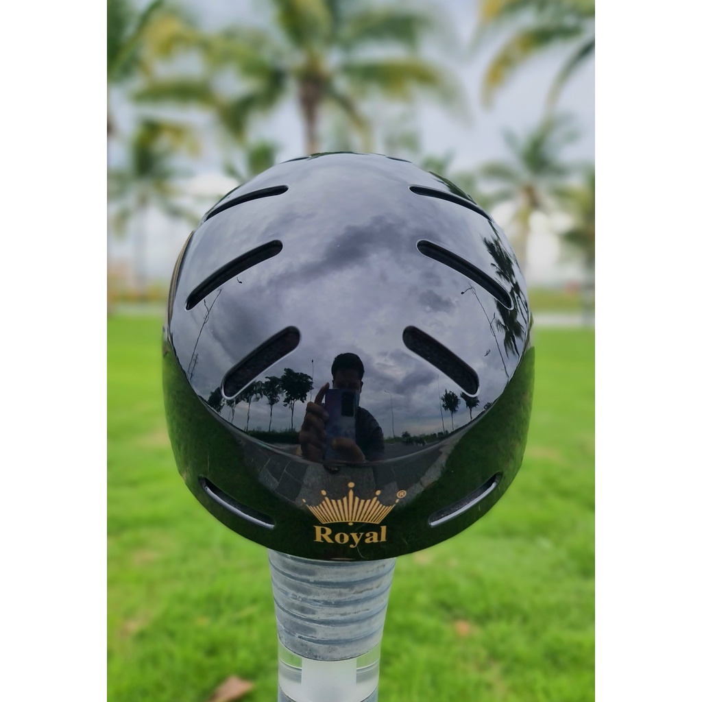 Mũ bảo hiểm xe đạp,Mũ thể thao Royal MD17 màu đen bóng