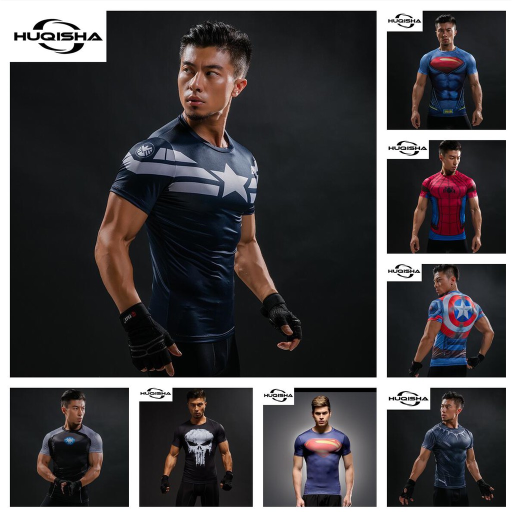 Áo thun HUQISHA tay ngắn họa tiết siêu anh hùng 3D thời trang mùa hè cho nam