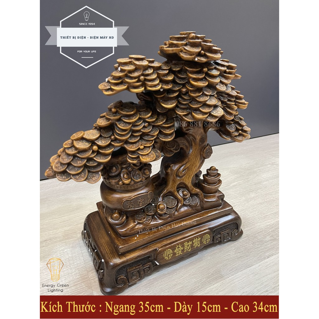 Cây Tài Lộc Thân Màu Gỗ - Size Nhỏ - Món Quà Của Sự Sung Túc - Mang Lại Sự May Mắn - Phát Lộc , Phát Tài - Cao 34cm