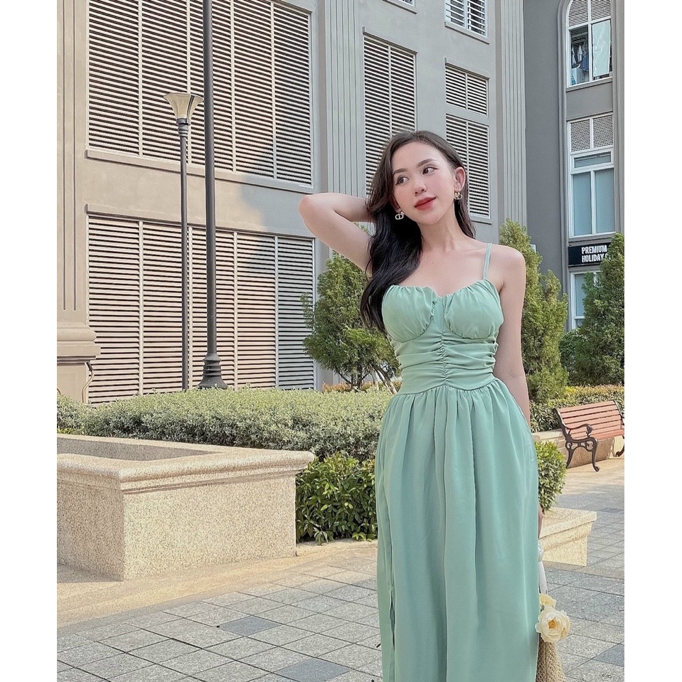 ĐẦM MAXI 2 DÂY CÚP NGỰC NHÚN,XẺ ĐÙI -NHẸ NHÀNG-GỢI CẢM