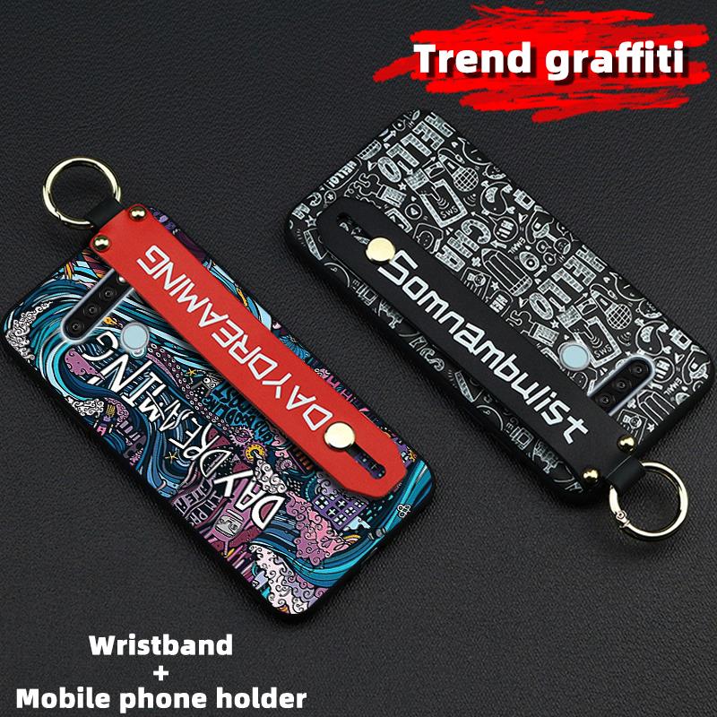 Ốp Điện Thoại Tpu Chống Bụi Họa Tiết Graffiti Gắn Dây Đeo Và Giá Đỡ Cho Lg Q51