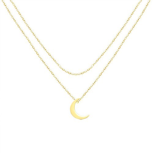 Dây Chuyền 2 Tầng Mặt Trăng Titan Ko Đen TT 3053