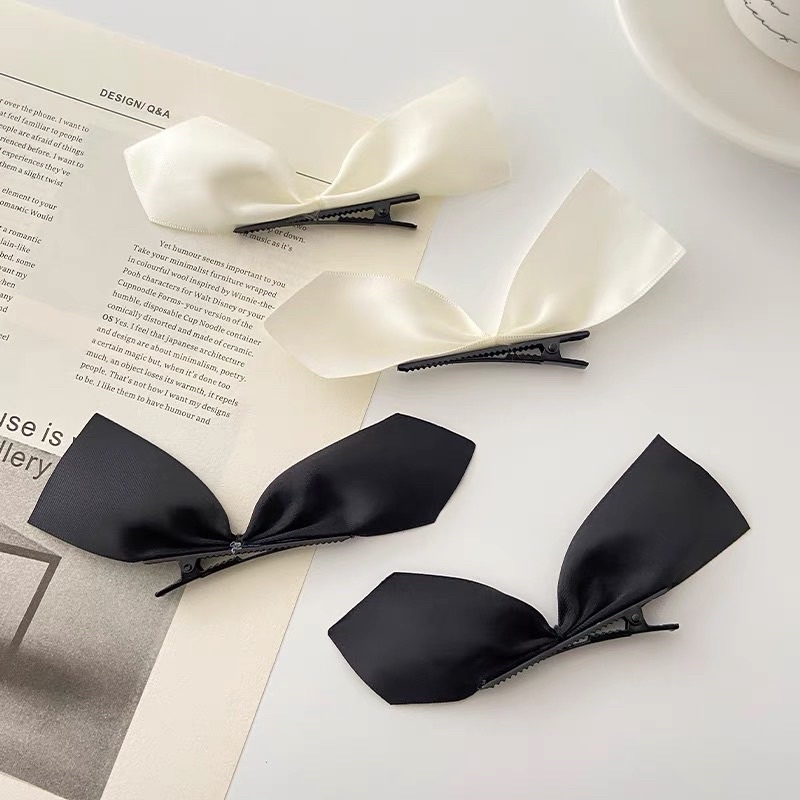 Cặp Tóc Jisoo Gắn Nơ Vải 2 Bên Kẹp Tóc Carla 2 Bên Phong Cách Hàn Quốc