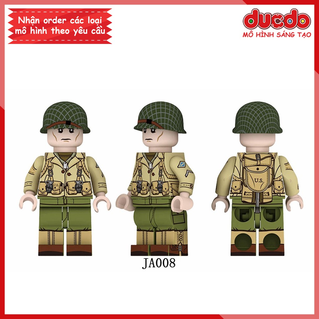 Minifigures chiến binh Army trong chiến tranh thế giới - Đồ chơi Lắp ghép Xếp hình Mô hình Mini WW2 JA003