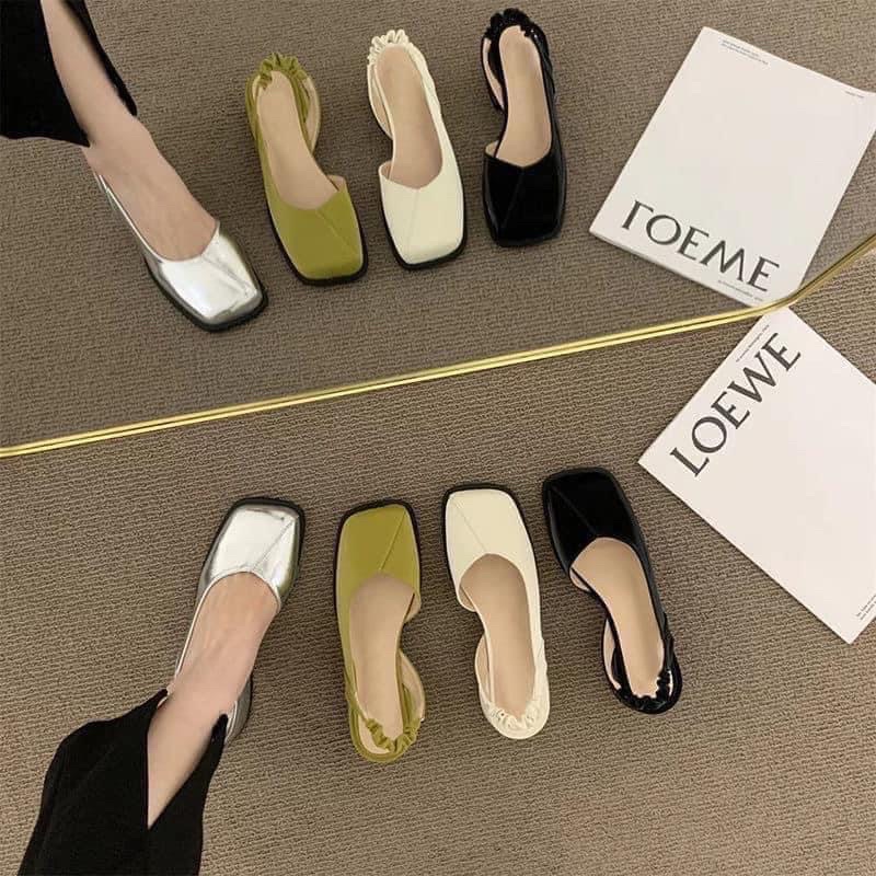 Giày mũi vuông kiểu dáng vintage 3 phân - Giày thời trang
