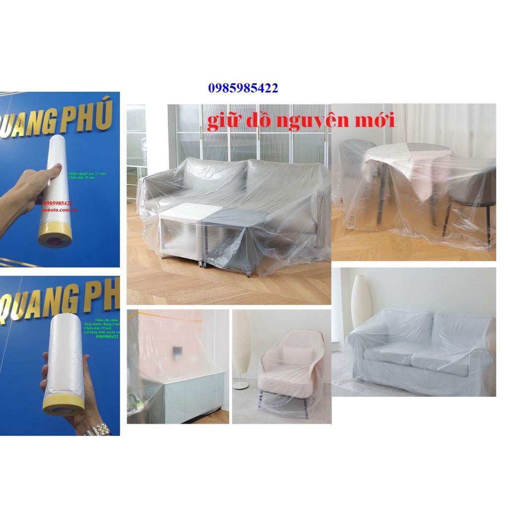 Màng bọc nilon che chắn ngăn bụi che bụi sofa giường để sơn