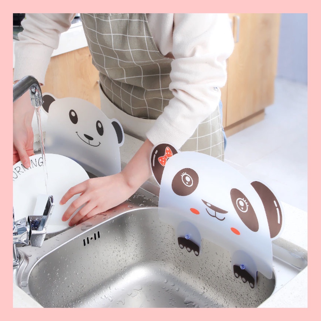 Tấm Chắn Nước - Miếng Chống Văng Nước Bồn Rửa Chén Hình Gấu, Dễ Dàng Vệ Sinh