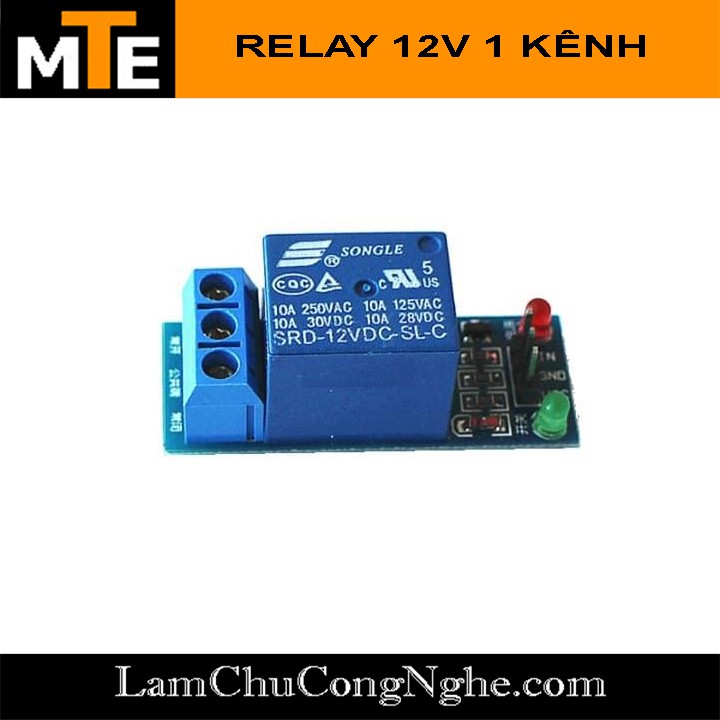 Module relay 5V, 12V 1 kênh đóng cắt thiết bị điện 10A