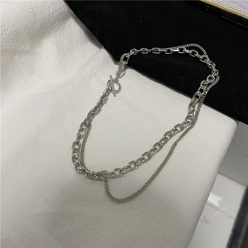 Dây Chuyền Thép Titan Hai Lớp Phong Cách Hip Hop Cổ Điển