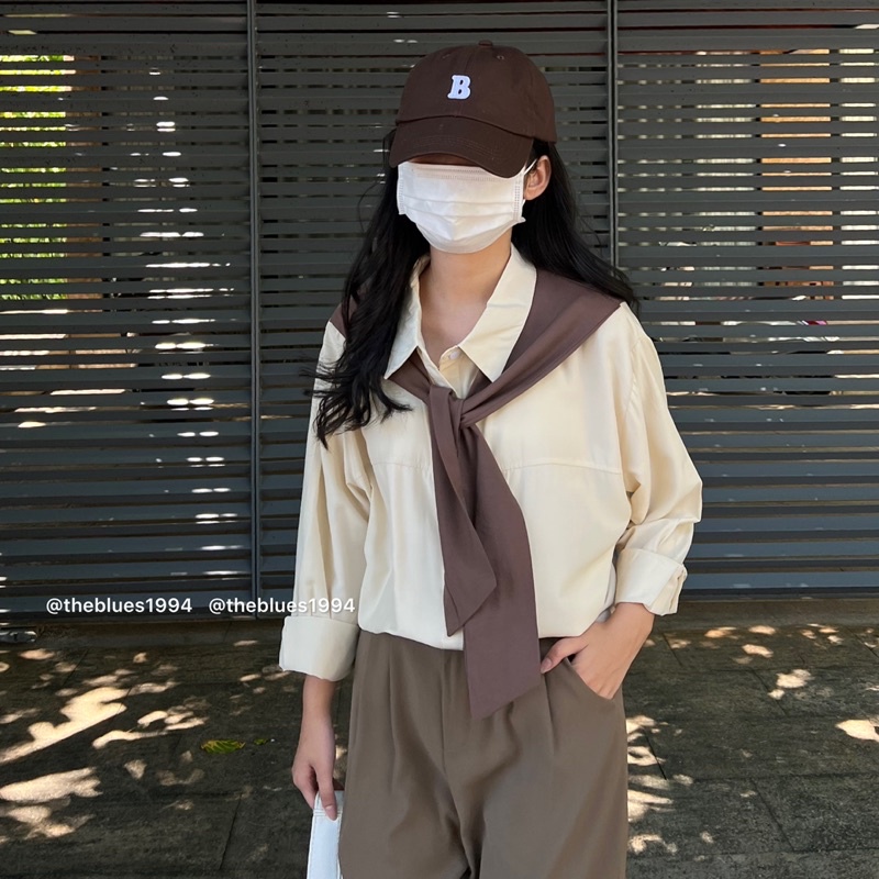 Áo Sơ Mi Thuỷ Thủ Khăn Choàng Chất Lụa Xước