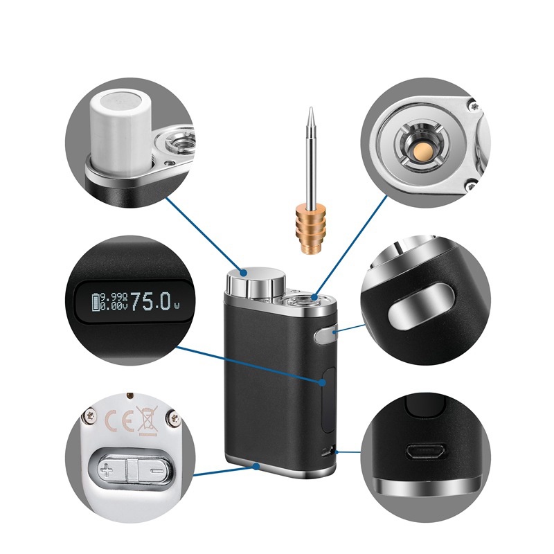 Set mỏ hàn kỹ thuật số ZIQQUCU không dây sạc di động 1-75W dành cho sửa chữa ngoài trời di động