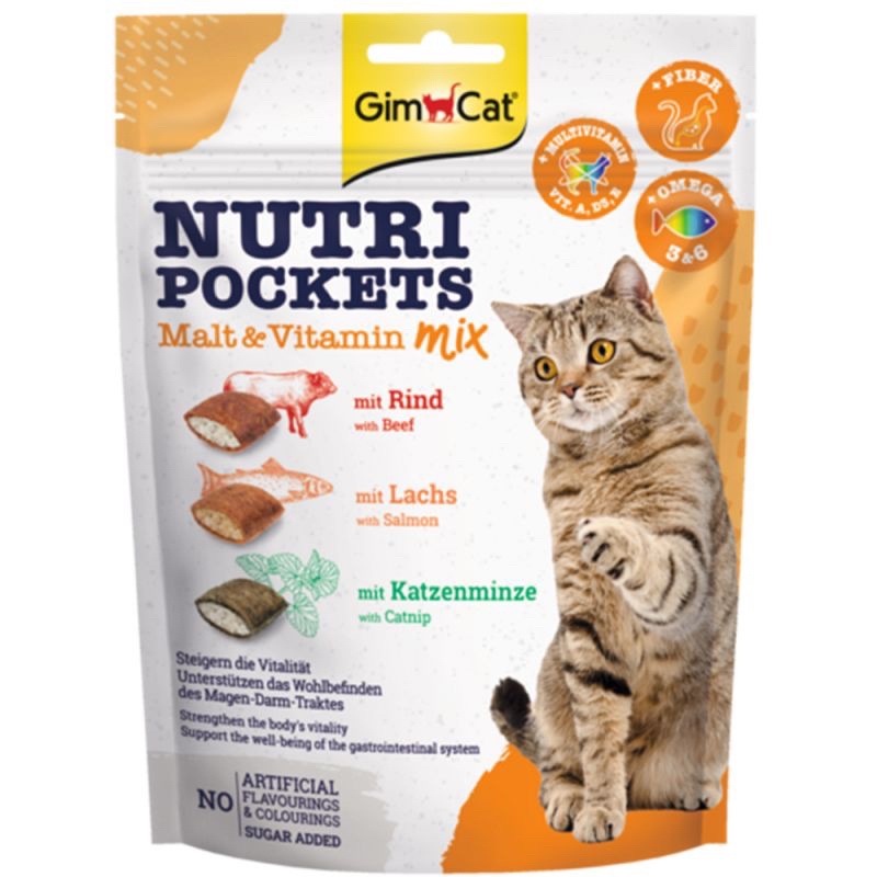 Bánh thưởng Snack GimCat Nutri Pocket có nhân thơm ngon 60g &amp; 150g