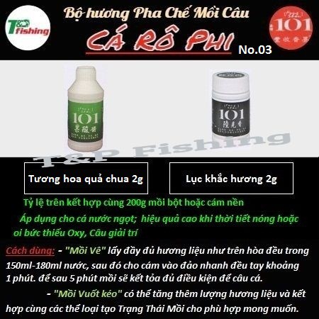 Bộ hương pha chế mồi câu cá Rô Phi 101 Đài Loan