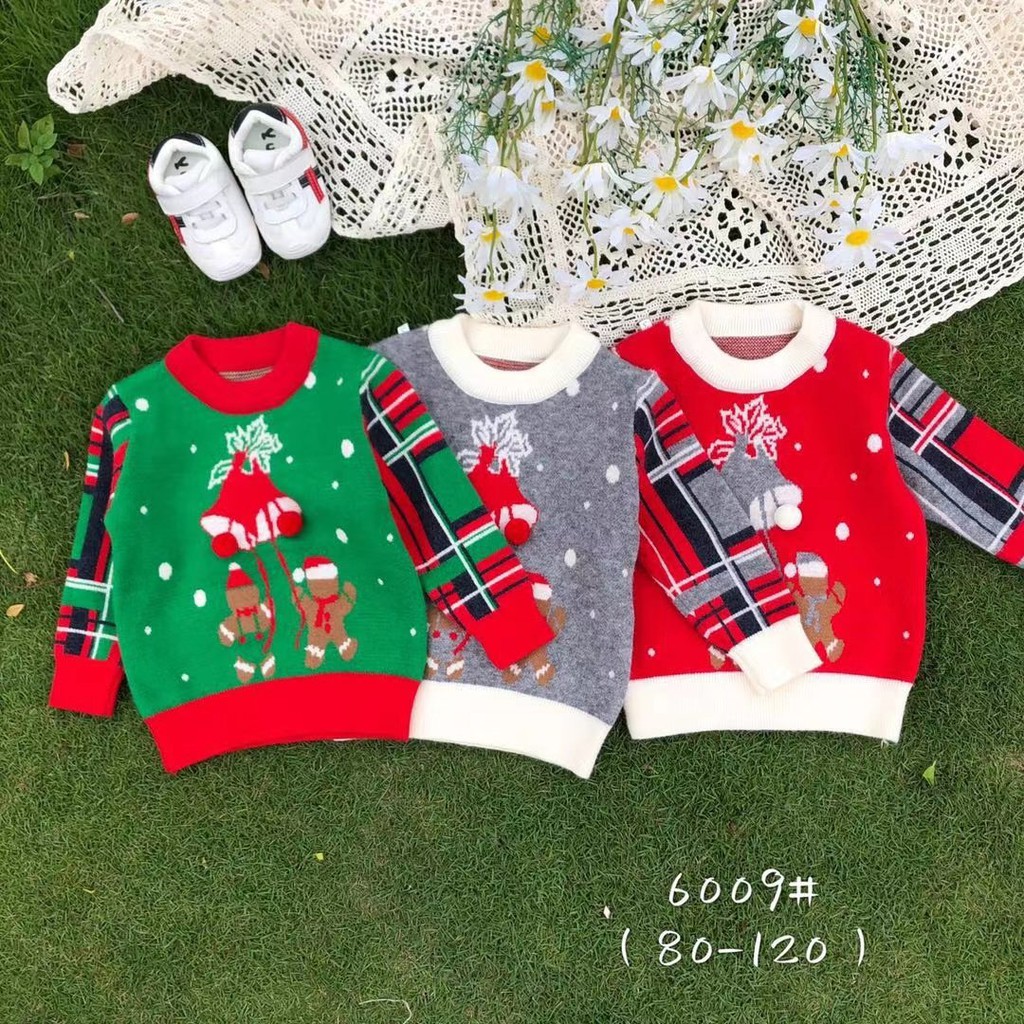 Áo Len Noel Size 80-120(8-20kg), Áo Len Giáng Sinh Cho Bé 1-5 tuổi