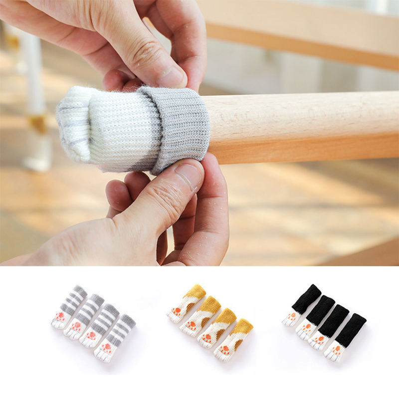 Set 4 Miếng Bọc Chân Ghế Chống Trượt Hình Chân Mèo Dễ Thương