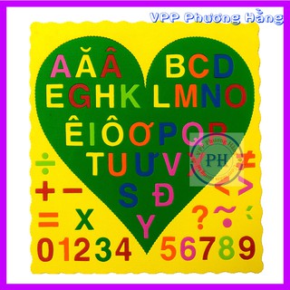 Bảng chữ cái tiếng việt viết hoa bằng xốp - hình trái tim cho bé nhận biết chữ cái, chữ số và phép tính đơn giản