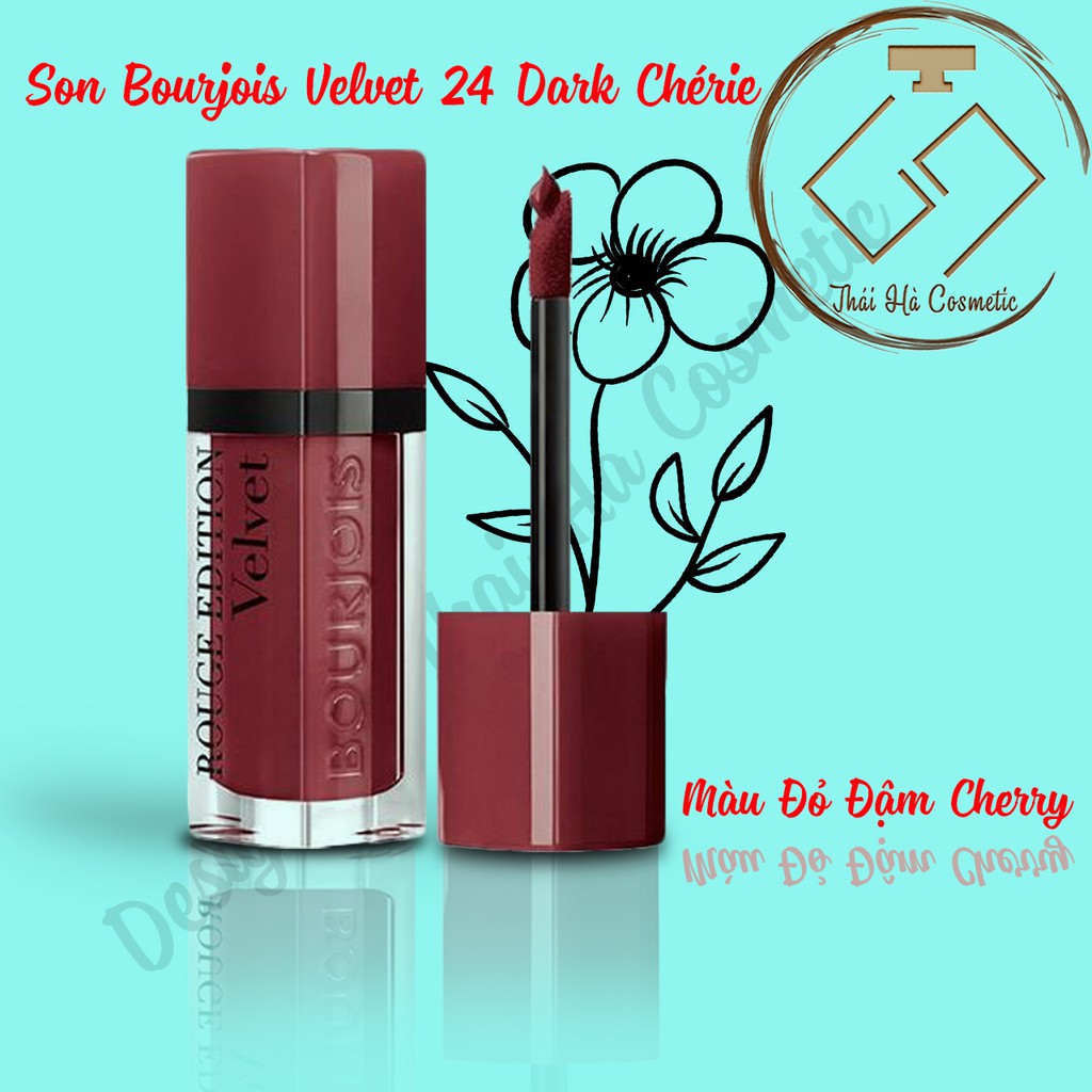 Son Bourjois Velvet 24 Dark Chérie đỏ đậm cherry