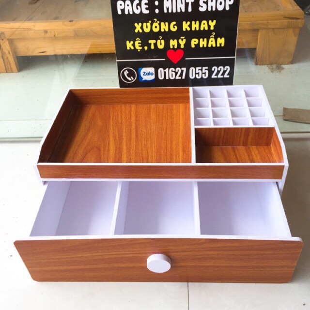 Kệ mỹ phẩm đại 35cm màu gỗ