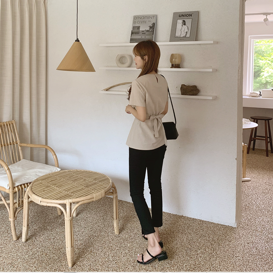 SUXI Áo Sơ Mi Công Sở Nữ Cổ Tròn Ngắn Tay Kiểu Hàn Quốc