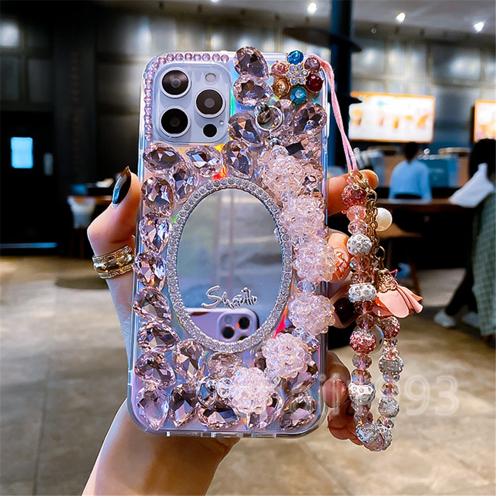 Sang Trọng Ốp Điện Thoại Mềm Họa Tiết Hoa Đính Đá Cho Iphone 13 Mini 13 Pro Max 12 Mini 12 Pro Max 11 Pro Max X Xs Xr Xsmax 8 7 6 6s Plus Se 2020