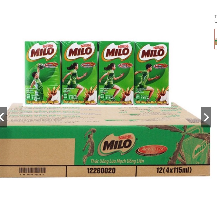 Thùng 48 hộp sữa Milo uống có đường loại 110/180ml