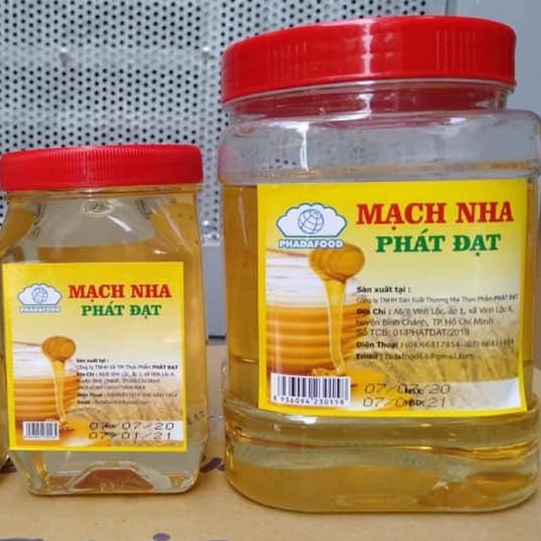 Mạch nha nhãn hiệu Phát Đạt hũ nhựa 500g, 1kg