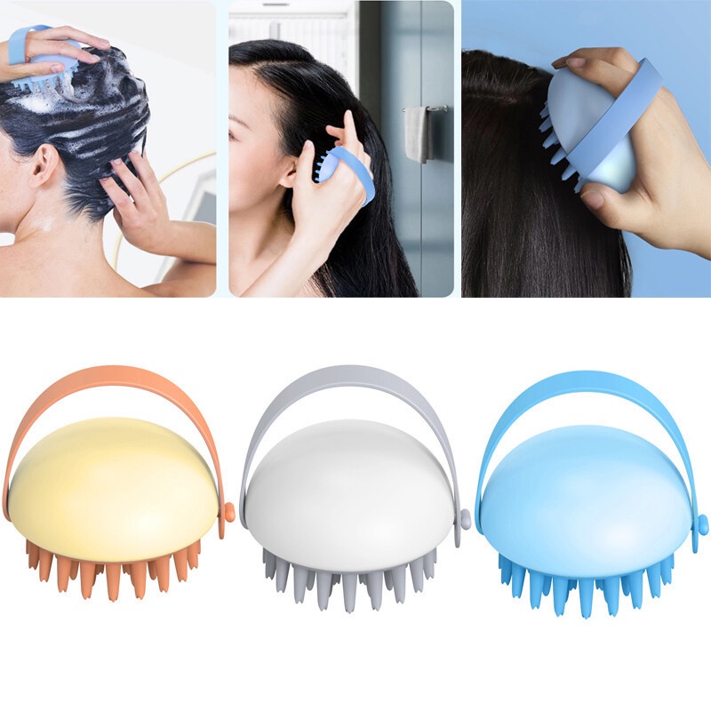 Bàn chải gội đầu massage da đầu bằng silicone chống gàu an toàn tiện dụng
