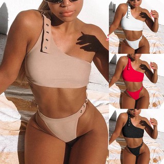 Freeship đơn 99kwomen sexy solid keyhole bikini push-up pad swimwear swimsuit beachwear set