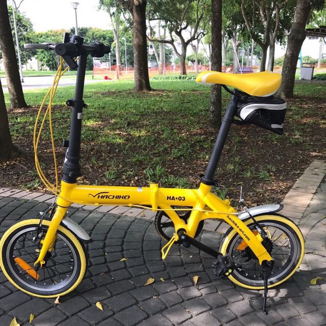 Xe đạp gấp Nhật Bản hachiko ha03 màu vàng japan