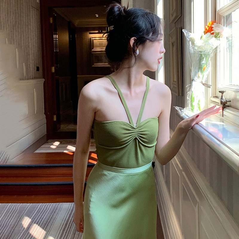 Áo Hai Dây Dệt Kim Dáng Ôm Thời Trang Quyến Rũ Cho Nữ