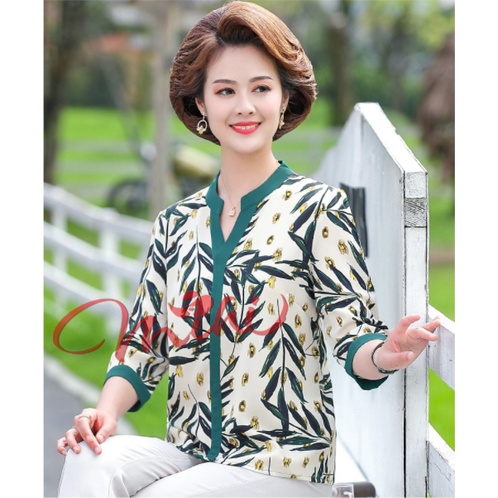 Áo Sơ Mi Nữ Trung Niên A88 - Áo kiểu trung tuổi U40 U50 cho mẹ thời trang mùa hè Đẹp sang trọng cao cấp Bigsize giá rẻ