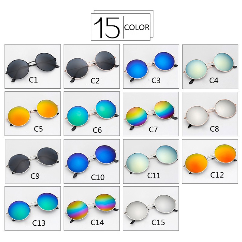 Kính mát gọng tròn bằng kim loại phong cách retro thời trang cho nam và nữ