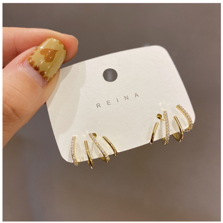 Khuyên Tai Bốn Lá Đính Đá Zircon Lấp Lánh Hợp Thời Trang Không Gây Dị Ứng Cho Nữ