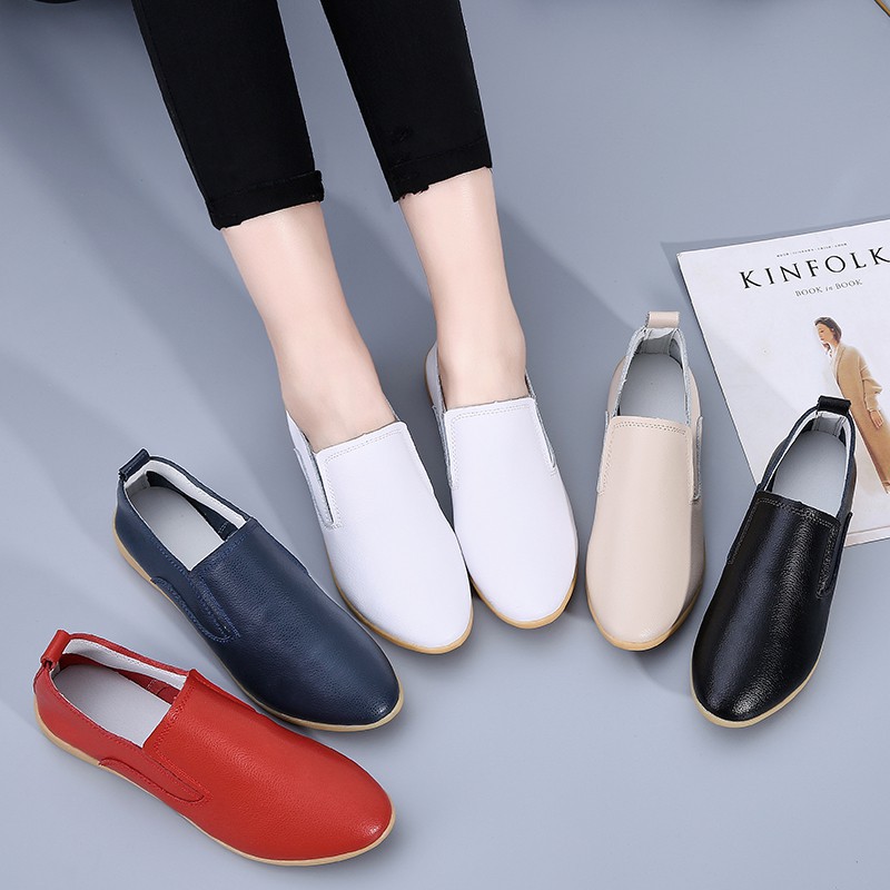 Giày Lười Da Đế Mềm Chống Trượt Thời Trang Cho Nữ